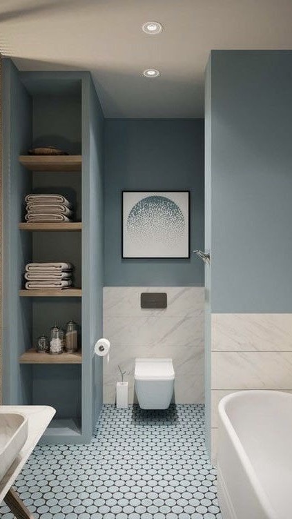 Toilette bleu - tendance décoration intérieur 2023